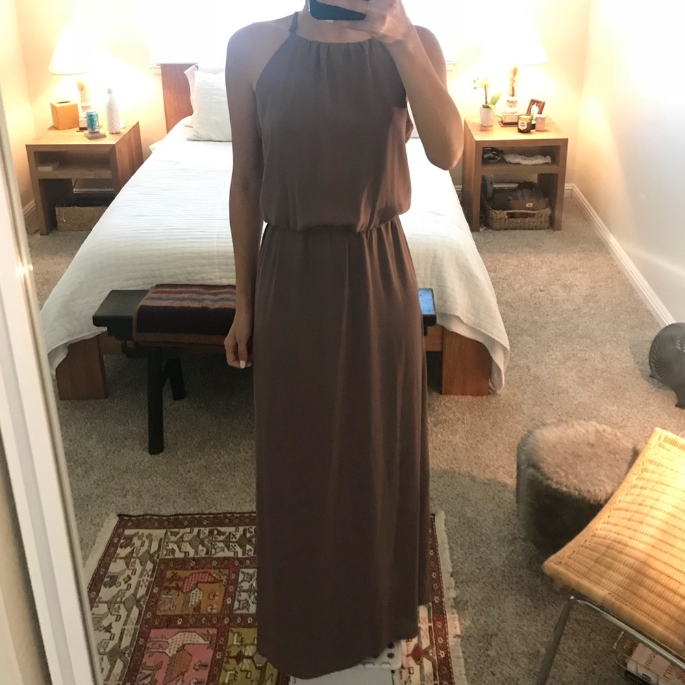 Taupe Forever 21 Halter Chiffon Gown